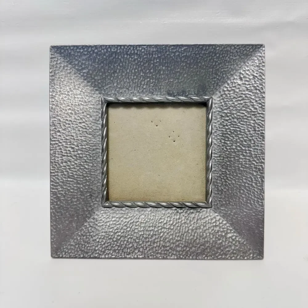 Burnes Boston Vintage 1992 Picture Frame Hammered Pewter Square‎ 3